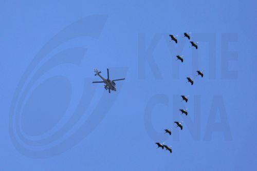 epa12829639 An Israeli military helicopter firing a missile toward targets in Lebanon, seen from the upper Galilee on the Israel-Lebanon border, 18 March 2026. The Israeli military stated it is conducting strikes across Lebanon targeting Hezbollah infrastructure and personnel.  EPA/ATEF SAFADI