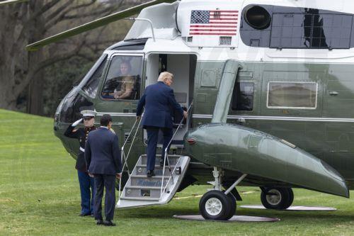 epa12837383 US President Donald J. Trump (R), and Secretary of State Marco Rubio (bottom), board Marine One on the South Lawn of the White House in Washington, DC, USA, 20 March 2026.  EPA/SHAWN THEW / POOL