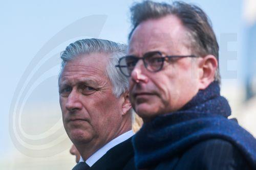 epa12841094 King Philippe of Belgium (L) with Prime Minister Bart de Wever attending a memorial ceremony on the 10th anniversary of the Brussels attacks in Brussels, Belgium, 22 March 2026. Brussels was struck by coordinated suicide bombings on 22 March 2016, claimed by the so-called Islamic State. Two blasts detonated in the departure hall of Zaventem...