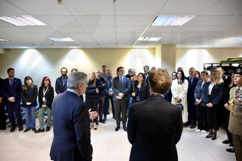 epa12862062 Italian Foreign Minister Antonio Tajani, with Italy's ambassador to Ukraine Carlo Formosa, meets staff at the Italian Embassy in Kyiv, Ukraine, 31 March 2026.  EPA/ALESSANDRO DI MEO