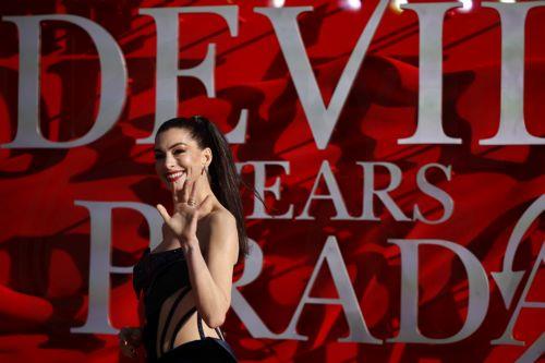 epa12907362 US actor and cast member Anne Hathaway attends the European premiere of 'The Devil Wears Prada 2' at Cineworld Leicester Square & Vue West End in London, Britain, 22 April 2026. The film will be released in cinemas on 01 May 2026.  EPA/TOLGA AKMEN