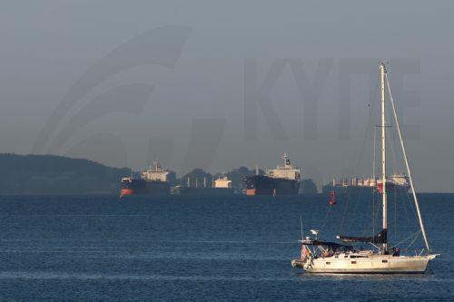 epa12920698 Ships transit the Panama Canal in Panama City, Panama, 28 April 2026. The canal is handling up to 41 daily transits, above the usual 36, thanks to high water levels in the artificial lakes that feed it. Despite increased demand linked to the crisis in the Strait of Hormuz, the waterway is operating at full capacity without congestion, according...