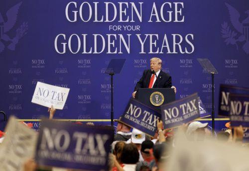 epa12927370 US President Donald J. Trump delivers remarks during an event with seniors in The Villages, Florida, USA, 01 May 2026. Trump outlined tax proposals for retirees, including a senior deduction aimed at reducing taxes on Social Security benefits and other retirement-related measures.  EPA/CRISTOBAL HERRERA-ULASHKEVICH