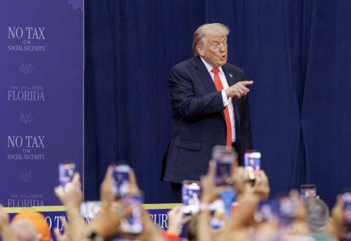 epa12927376 US President Donald J. Trump delivers remarks during an event with seniors in The Villages, Florida, USA, 01 May 2026. Trump outlined tax proposals for retirees, including a senior deduction aimed at reducing taxes on Social Security benefits and other retirement-related measures.  EPA/CRISTOBAL HERRERA-ULASHKEVICH