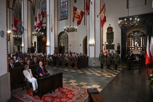 epa12929432 Polish President Karol Nawrocki (R) and First Lady Marta Nawrocka (L) attend a Holy Mass for the Homeland as part of 3rd May Constitution Day celebrations at the Archcathedral of St. John the Baptist in Warsaw, Poland, 03 May 2026The 03 May National Holiday commemorates the adoption of the 03 May Constitution in 1791. This document was the...