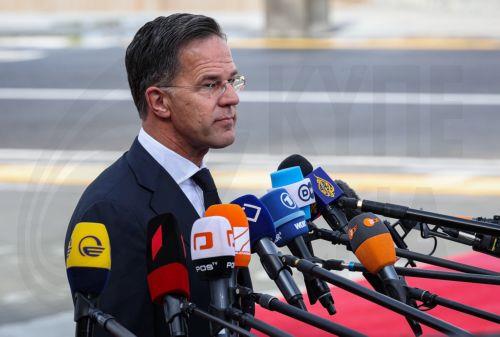 epa12931735 NATO Secretary General Mark Rutte speaks to the media upon arriving for a meeting of the European Political Community in Yerevan, Armenia, 04 May 2026. The summit is taking place in the Armenian capital, with topics including European security in the context of economics and energy.  EPA/HAYK BAGHDASARYAN