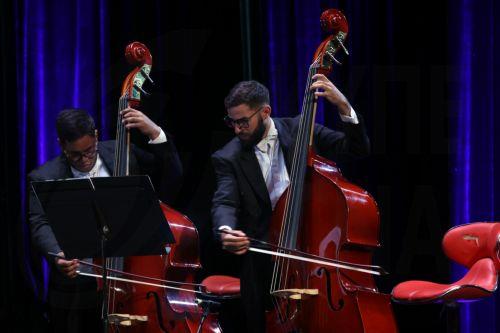 epa12935042 Members of the Orchestre baroque Simon Bolivar perform under the direction of Venezuelan conductor Boris Alexander Paredes Alzolay (not pictured) during the 15th International Cultural Festival of Symphonic Music at the Algiers Opera in Algiers, Algeria, 5 May 2026. The festival runs from 30 April to 7 May and features 21 participating countries...