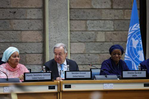epa12946942 United Nations Secretary-General Antonio Guterres (C) attends a session of the Africa Forward Summit 'Africa-France Partnerships for Innovation and Growth' in Nairobi, Kenya, 11 May 2026. The summit runs from 11-12 May 2026 and brings together French President Emmanuel Macron, Kenyan President William Ruto, and other African heads of state and...