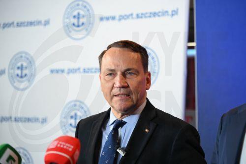 epa12952946 Polish Deputy Prime Minister, Minister of Foreign Affairs Radoslaw Sikorski attends the inaugural conversation 'Europe on a strategic course - security, sovereignty and the future of economic cooperation' during the opening of the 12th International Maritime Congress at the Polish Theatre in Szczecin, north-western Poland, 13 May 2026. For two...