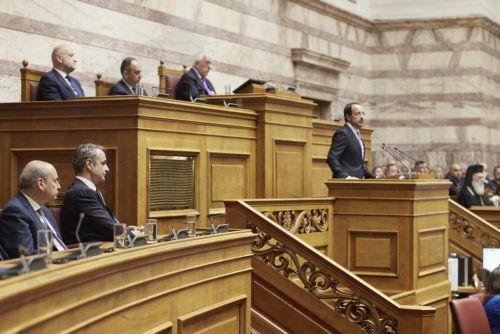 (ΞΕΝΗ ΔΗΜΟΣΙΕΥΣΗ) Ειδική συνεδρίαση της Ολομέλειας της Βουλής των Ελλήνων κατά την οποία απευθύνεται στο Σώμα ο Πρόεδρος της Κυπριακής Δημοκρατίας Νίκος Χριστοδουλίδης, παρουσία του πρωθυπουργού Κυριάκου Μητσοτάκη, Αθήνα, Πέμπτη 14 Μαΐου 2026. ΑΠΕ-ΜΠΕ/ΓΡΑΦΕΙΟ ΤΥΠΟΥ ΠΡΩΘΥΠΟΥΡΓΟΥ/ΔΗΜΗΤΡΗΣ ΠΑΠΑΜΗΤΣΟΣ