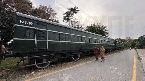 epa12958416 The Royal Saloon carriage associated with Pakistan’s founder, Quaid-i-Azam Mohammad Ali Jinnah, is displayed at Golra Sharif Railway Station in Islamabad, Pakistan, 14 May 2026. According to railway records, the broad-gauge saloon was built in 1914 and was used by Jinnah as well as reserved for Lord Mountbatten, the last Viceroy of British...