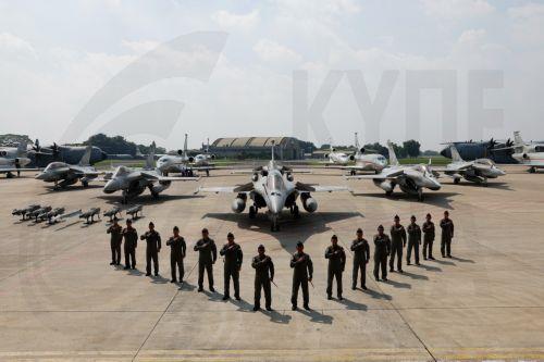 epa12969823 Indonesia’s Air Force pilots pose with French‑made defense systems during a handover ceremony at Halim Perdanakusuma Air Base in Jakarta, Indonesia, 18 May 2026. 
The Indonesian government handed over French‑made weapons systems, including six Falcon 8X aircraft, two Airbus A400 aircraft, Meteor missiles and six Rafale fighter jets, as part of a...