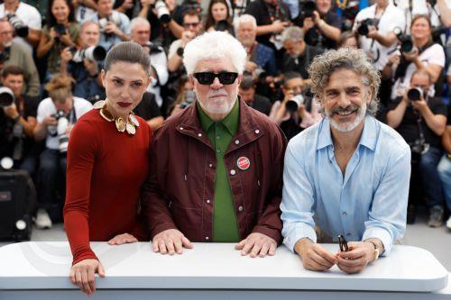epa12977509 (L-R) Barbara Lennie, Director Pedro Almodovar and Leonardo Sbaraglia attend the photocall for 'Bitter Christmas' (Amarga Navidad) during the 79th annual Cannes Film Festival, in Cannes, France, 20 May 2026. The film festival runs from 12 to 23 May 2026.  EPA/SEBASTIEN NOGIER