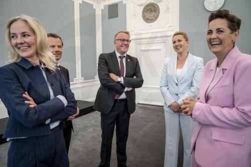 epa13012717 (L-R) Danish Minister of Health and Church Affairs Ida Auken, Minister of Finance Peter Hummelgaard, Minister of Immigration and Integration Morten Boedskov, Prime Minister Mette Frederiksen and Minister of Economy and Interior Pia Olsen Dyhr during government's new ministers meeting at the Prime Minister's Office before heading to Amalienborg...
