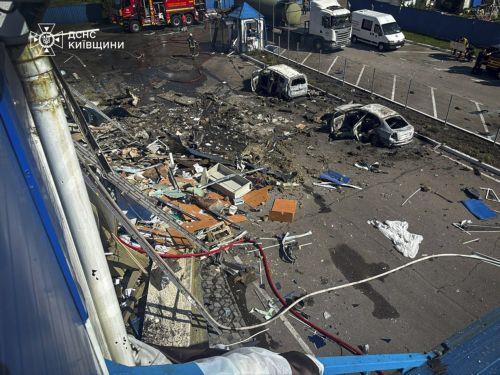 epa13017295 A handout photo made available by the State Emergency Service shows the site of a Russian strike on a food industry enterprise in Kyiv's area, Ukraine, 05 June 2026, amid the ongoing Russian invasion. At least four people were killed and four others were injured in an overnight Russian attack on the food industry enterprise, according to the...
