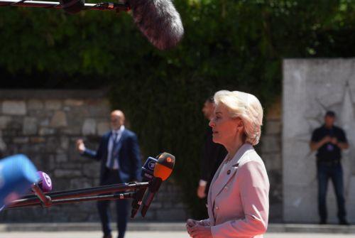 epa13017550 European Commission President Ursula von der Leyen arrives at the EU-Western Balkans summit in Tivat, Montenegro, 05 June 2026. The high-level one-day summit brings together European Union (EU) leaders and their Western Balkan counterparts to discuss concrete integration measures and accelerate the region's path toward bloc membership. ...