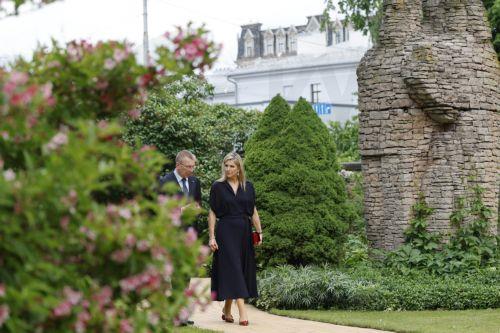 epa13017681 Latvian President Edgars Rinkevics (L) and Netherlands' Queen Maxima (R) walk and talk during their meeting in Riga, Latvia, 05 June 2026. Later Queen Maxima, the United Nations Secretary-General’s Special Advocate for Financial Health (UNSGSA), will be speaking at the opening of the 35th Annual Meeting of the Board of Governors of the European...