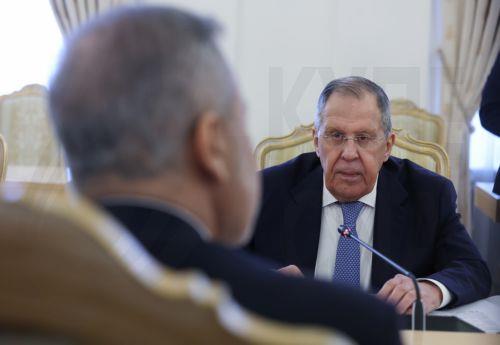 epa13040808 Russian Foreign Minister Sergey Lavrov (R) speaks with Turkish Foreign Minister Hakan Fidan (L) during their meeting in Moscow, Russia, 16 June 2026.  EPA/SERGEI ILNITSKY