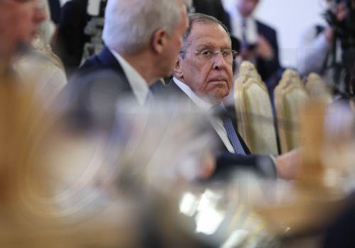 epa13040812 Russian Foreign Minister Sergey Lavrov listens to Turkish Foreign Minister Hakan Fidan (not pictured) during their meeting in Moscow, Russia, 16 June 2026.  EPA/SERGEI ILNITSKY