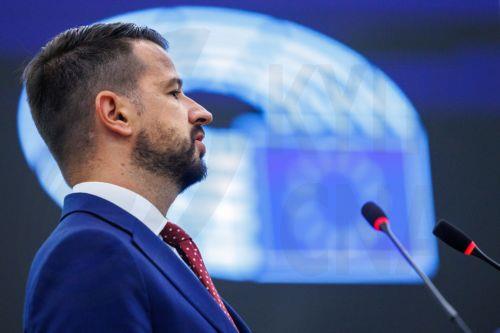 epa13040977 President of Montenegro Jakov Milatovic addresses the European Parliament in Strasbourg, France, 16 June 2026.  EPA/OLIVIER MATTHYS