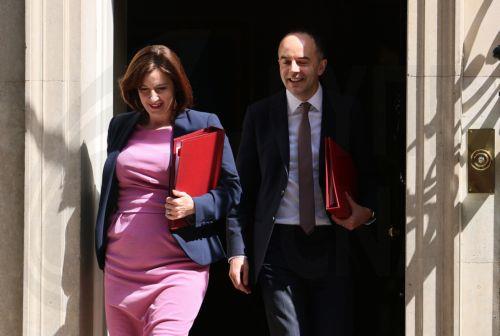 epa13057925 British Secretary of State for Education, Minister for Women and Equalities Bridget Phillipson (L) with British Secretary of State for Health and Social Care James Murray (R) depart 10 Downing Street following a Cabinet meeting in London, Britain, 23 June 2026.  EPA/ANDY RAIN