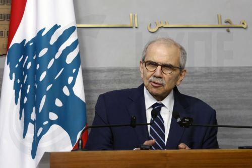 epa13079829 Lebanese Prime Minister Nawaf Salam (R) speaks during a joint press conference with Syrian Minister of Foreign Affairs Asaad Al Shaibani (not pictured) following their meeting at the Government Palace in Beirut, Lebanon, 02 July 2026. Shaibani is on an official visit to Beirut to meet Lebanon's leaders.  EPA/WAEL HAMZEH