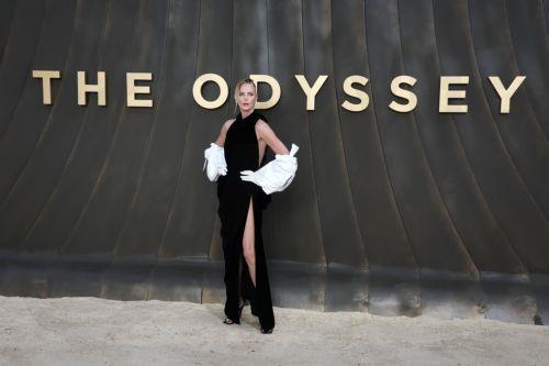 epa13092333 South African actor and cast member Charlize Theron attends the world premiere of 'The Odyssey' at the Odeon Leicester Square in London, Britain, 06 July 2026. The movie will be released on 17 July 2026.  EPA/ANDY RAIN