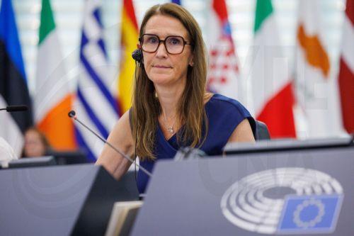 epa13097828 Vice President of the European Parliament Sophie Wilmes chairs a European Parliament session in Strasbourg, France, 08 July 2026.  EPA/OLIVIER MATTHYS