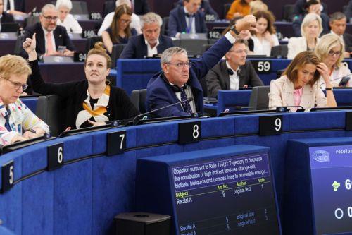 epa13097829 Member of the European Parliament (MEP) and Co-Chair of the Group of the Greens/European Free Alliance Terry Reintke (C-L), Renew Europe Group Members of the European Parliament (MEPs) Billy Kelleher (C) and Valerie Hayer (R) participate in the voting during the European Parliament session in Strasbourg, France, 08 July 2026.  EPA/OLIVIER MATTHYS