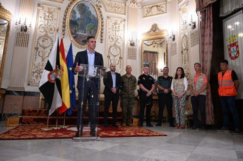 epa13143991 A handout photo made available by the Spanish Prime Minister's Office shows Spanish Prime Minister Pedro Sanchez as he speaks at a press conference in Ceuta, Spain, 31 July 2026. Sanchez traveled to the autonomous city following the arrival of thousands of migrants from Morocco.  EPA/Borja Puig de la Bellacasa/Moncloa HANDOUT -- MANDATORY CREDIT...