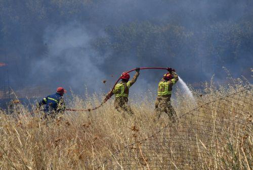 epa13144141 Firefighters battle a wildfire in the Fichtia area of Argolida in the Peloponnese region, Greece, 31 July 2026. Residents were ordered to evacuate toward Argos as 42 firefighters, including two teams from the 9th Special Forest Operations Unit (EMODE), 12 vehicles, four aircraft, and one helicopter battled the blaze with support from municipal...