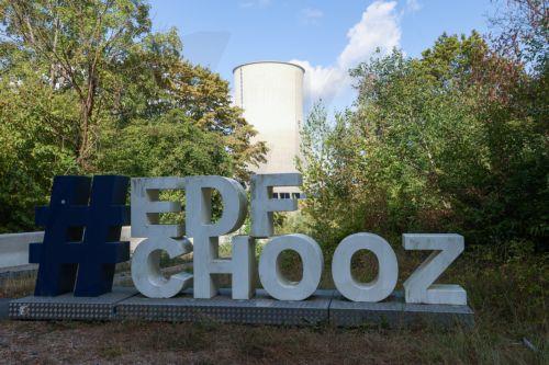 epa13151080 A view of the Chooz nuclear power plant, near Chooz, northeastern France, 05 August 2026. The plant's two reactors have been shut down since 01 August 2026 after prolonged hot and dry weather caused the River Meuse to fall below the level required for cooling operations while maintaining compliance with environmental regulations. Chooz is the...