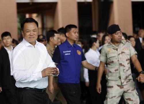 epa13155278 Thai Prime Minister Anutin Charnvirakul arrives to inspect the site following a school shooting at Debsirin Nonthaburi School in Bang Kruai district, Nonthaburi province, Thailand, 07 August 2026. Eight people were killed and 22 others injured after a student opened fire inside the school campus before taking his own life, according to a Royal...