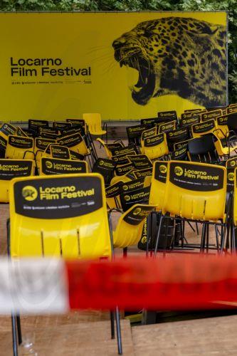 epa13155299 A general view after the floor of the podium where the speeches were to be delivered collapsed at the Fondazione Monte Verita on the sideline of the 79th Locarno Film Festival, in Ascona near Locarno, Switzerland, 07 August 2026. The event's 79th edition runs from 05 to 15 August 2026.  EPA/JEAN-CHRISTOPHE BOTT   EDITORIAL USE ONLY