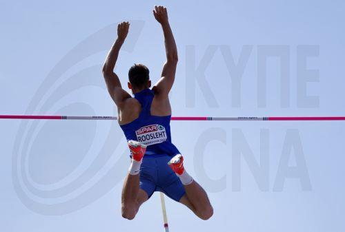 epa13166413 Rasmus Roosleht of Estonia competes in the Men's Decathlon Pole Vault at the European Athletics Championships Birmingham 2026, in Birmingham, Britain, 13 August 2026.  EPA/TOLGA AKMEN