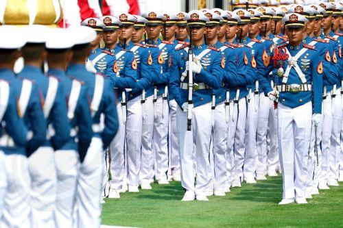 epa13175252 Military cadets march during a ceremony to mark 81st anniversary of Indonesia's Independence at the Presidential Palace in Jakarta, Indonesia, 17 August 2026. Indonesia gained independence from the Netherlands on 17 August 1945.  EPA/MAST IRHAM