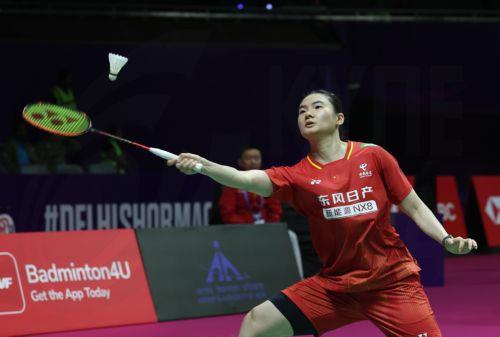 epa13175428 Han Yue of China in action during her Women’s singles match against Kirsty Gilmour of Scotland at the BWF World Championship in New Delhi, India, 17 August 2026.  EPA/RAJAT GUPTA
