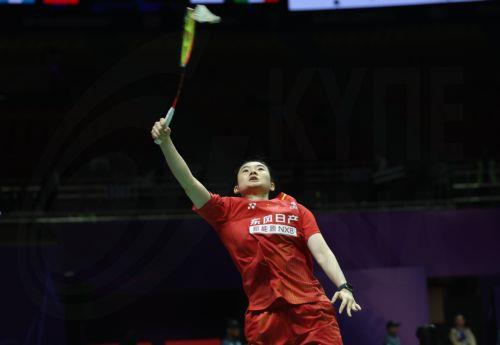 epa13175429 Han Yue of China in action during her Women’s singles match against Kirsty Gilmour of Scotland at the BWF World Championship in New Delhi, India, 17 August 2026.  EPA/RAJAT GUPTA
