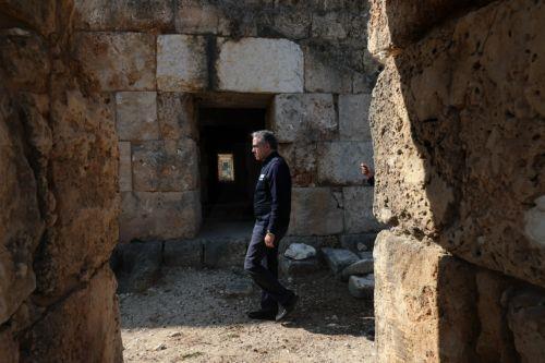 epa13180363 UNESCO Director General Khaled El-Enany walks during his visit to the al-Bass ruins district, in Tyre, southern Lebanon, 20 August 2026. Israeli air strikes have hit areas in the ruins district and near the ancient Roman hippodrome during the conflict between Israel and Hezbollah, destroying surrounding modern infrastructure, shattering museum...