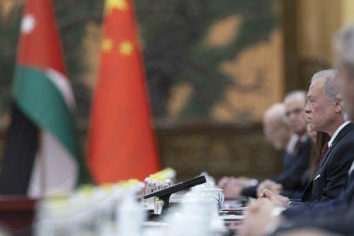 epa13188432 King Abdullah II of Jordan (R) attends a bilateral meeting with China’s President Xi Jinping (not pictured) at the Great Hall of the People in Beijing, China, 24 August, 2026.  EPA/ANDRES MARTINEZ CASARES / POOL