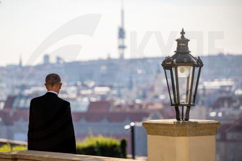 epa13194009 Czech Prime Minister Andrej Babis waits for the arrival of European Council President Antonio Costa (not pictured) ahead of their meeting in Prague, Czech Republic, 27 August 2026. Costa is in Prague as part of his an annual round of visits to European Union capitals between 25 August and 17 September.  EPA/MARTIN DIVISEK