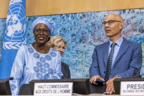 epa13219220 U.N. Deputy High Commissioner for Human Rights Awa Dabo (L) and U.N. High Commissioner for Human Rights Volker Turk (R) arrive for the 63rd regular session of the Human Rights Council at the European headquarters of the United Nations in Geneva, Switzerland, 07 September 2026.  EPA/SALVATORE DI NOLFI