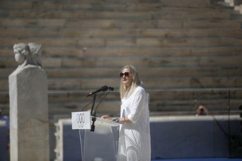 Η πρόεδρος της Διεθνούς Ολυμπιακής Επιτροπής, Kirsty Coventry , μιλάει στην τελετή Αφής και Παράδοσης της Φλόγας των Ολυμπιακών Αγώνων Νέων «Dakar 2026» στο Καλλιμάρμαρο στάδιο στην Αθήνα, Πέμπτη 10 Σεπτεμβρίου 2026. ΑΠΕ-ΜΠΕ/ΑΠΕ-ΜΠΕ/ΓΙΑΝΝΗΣ ΚΟΛΕΣΙΔΗΣ