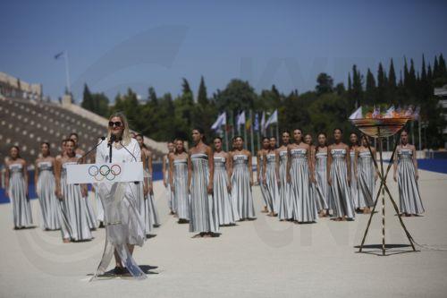 Η πρόεδρος της Διεθνούς Ολυμπιακής Επιτροπής, Kirsty Coventry , μιλάει στην τελετή Αφής και Παράδοσης της Φλόγας των Ολυμπιακών Αγώνων Νέων «Dakar 2026» στο Καλλιμάρμαρο στάδιο στην Αθήνα, Πέμπτη 10 Σεπτεμβρίου 2026. ΑΠΕ-ΜΠΕ/ΑΠΕ-ΜΠΕ/ΓΙΑΝΝΗΣ ΚΟΛΕΣΙΔΗΣ