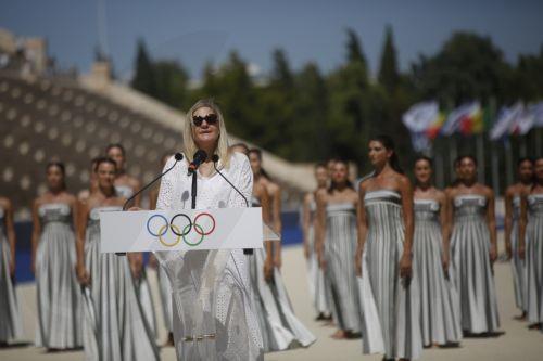 Η πρόεδρος της Διεθνούς Ολυμπιακής Επιτροπής, Kirsty Coventry , μιλάει στην τελετή Αφής και Παράδοσης της Φλόγας των Ολυμπιακών Αγώνων Νέων «Dakar 2026» στο Καλλιμάρμαρο στάδιο στην Αθήνα, Πέμπτη 10 Σεπτεμβρίου 2026. ΑΠΕ-ΜΠΕ/ΑΠΕ-ΜΠΕ/ΓΙΑΝΝΗΣ ΚΟΛΕΣΙΔΗΣ