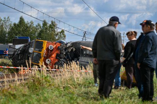 epa13228268 Locomotive lifting operation in Sokolniki Suche, Poland, 10 September 2026. An accident involving a PKP Intercity train traveling from Lublin to Szczecin occurred yesterday around 11:30 a.m. at a railway crossing in Sokolniki Suche. An approaching truck struck one of the railcars, causing the train to derail and resulting in significant damage...