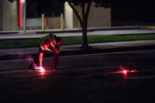 epa13243003 An emergency personnel works at the scene of a fatal traffic collision involving a Metro bus and a vehicle in Chatsworth, Los Angeles, California, USA, 15 September 2026. An NBC4 NewsChopper4 helicopter crashed while covering the collision, killing three people aboard, including NBC4 reporter Eliana Moreno and pilot George Marciniw.  EPA/CHRIS...