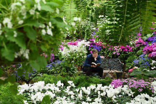 epa13243050 A person reads a book amongst flowers in the Conservatory at Fitzroy Gardens in Melbourne, Australia, 16 September 2026.  EPA/JAMES ROSS AUSTRALIA AND NEW ZEALAND OUT
