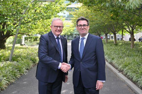 epa13256703 Australian Prime Minister Anthony Albanese (L) meets with British Prime Minister Andy Burnham at the United Nations General Assembly in New York, New York, USA, 22 September 2026.  EPA/MICK TSIKAS  AUSTRALIA AND NEW ZEALAND OUT
