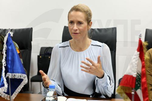 epa13289233 Kaja Kallas, the European Union's high representative for foreign affairs and security policy, speaks during a meeting with Lebanese Minister of Foreign Affairs and Emigrants Youssef Rajji (not pictured) at the Lebanese Foreign Ministry in Beirut, Lebanon, 08 October 2026. Kallas is on an official visit to Lebanon for talks with the country's...